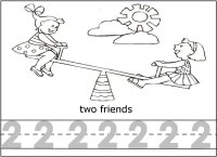 September Math Activity – Preschool Number Two 2 – Trace and Color