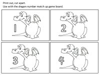  January preschool curriculum color the pictures Dragon Number Match Up Game
