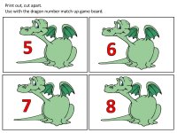  January preschool curriculum cards Dragon Number Match Up Game