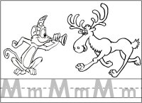 January Curriculum PreReading Letter Mm Monkey Moose Writing & Coloring Page