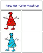 January preschool curriculum Party Hat Color Match Up Game Red and Blue