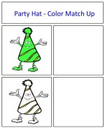 January preschool curriculum Party Hat Color Match Up Game green and white