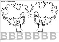 Letter B Is For Broccoli, Coloring & Writing Page