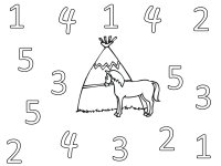Teepee Coloring Page, Color the numbers