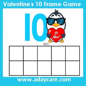 Valentines Day 10 Frame Game for preschool theme