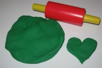 Green play dough heart activity for toddlers ages 18 months to 2.5 years