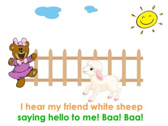 Preschool September Book Page 2 I hear my friend white sheep Baa! Baa!